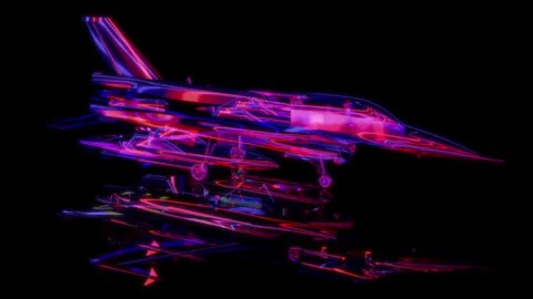3D animation rendering, fighter model on a black background Stock Footage 257251058