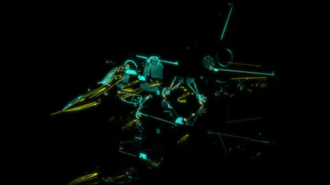 3D animation rendering, fighter model on a black background Stock Footage 257596753
