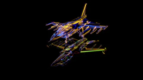 3D animation rendering, fighter model on a black background Stock Footage 257825689