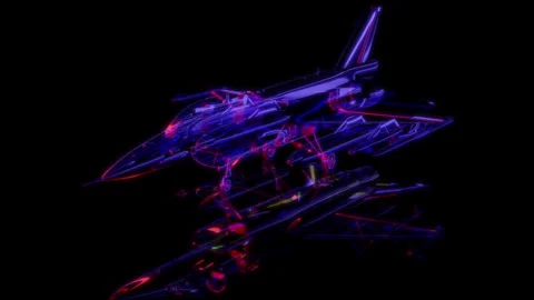 3D animation rendering, fighter model on a black background Stock Footage 258230154