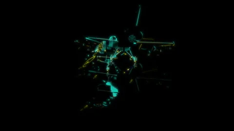 3D animation rendering, fighter model on a black background Video stock 258856386