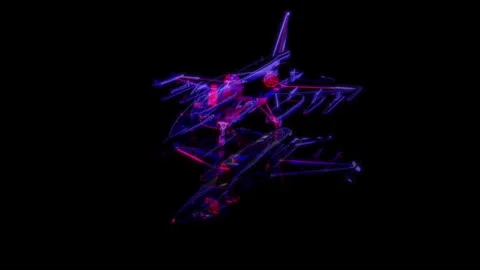 3D animation rendering, fighter model on a black background Video stock 259051043