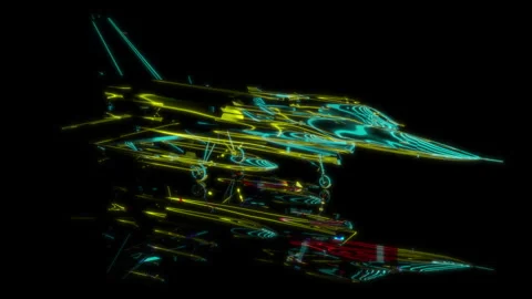 3D animation rendering, fighter model on a black background Stock Footage 259508431