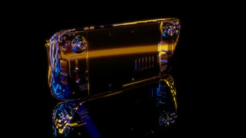 3D animation rendering, game Deck model on a black background Stock Footage 258554892