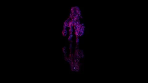 3D animation rendering, girl from the game model on a black background Stock Footage 255483266