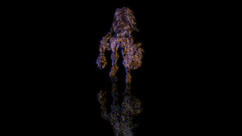 3D animation rendering, girl from the game model on a black background Stock Footage 255825732