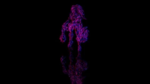 3D animation rendering, girl from the game model on a black background Stock Footage 255931719