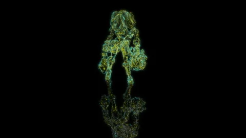3D animation rendering, girl from the game model on a black background Video stock 256027816