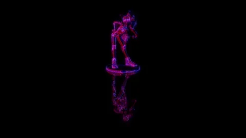 3D animation rendering, girl model on a black background Stock Footage 255483581