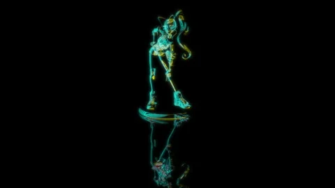 3D animation rendering, girl model on a black background Stock Footage 255662590