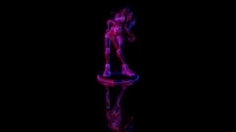 3D animation rendering, girl model on a black background Stock Footage 255932092