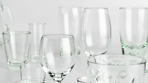 3D Animation Rendering of Glassware Studio Slide-Left-Camera 4K Stock Footage 104709873