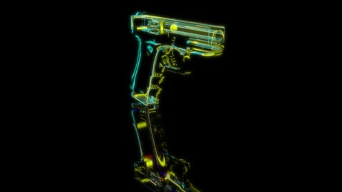 3D animation rendering, Glock model on a black background Stock Footage 255660874