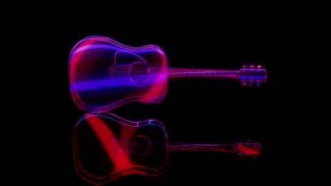 3D animation rendering, guitar model on a black background Stock Footage 257253417