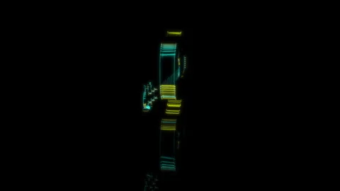 3D animation rendering, guitar model on a black background Video stock 257594333