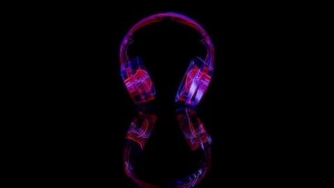 3D animation rendering, headphones model on a black background Stock Footage 257252596