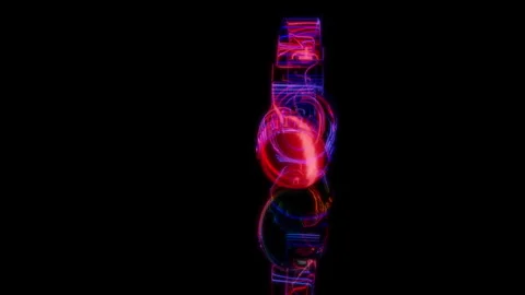 3D animation rendering, headphones model on a black background Stock Footage 258229335