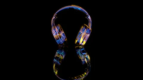 3D animation rendering, headphones model on a black background Stock Footage 258548855