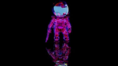 3D animation rendering, intergalactic warrior model on a black background Stock Footage 257258820