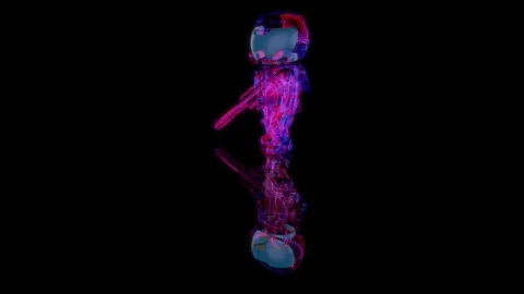 3D animation rendering, intergalactic warrior model on a black background Video stock 259044781