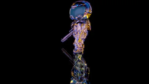 3D animation rendering, intergalactic warrior model on a black background Stock Footage 259805232