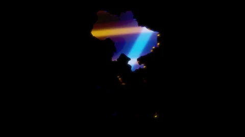3D animation rendering, map of ukraine, fall of the russian empire model on a Stock Footage 257821179