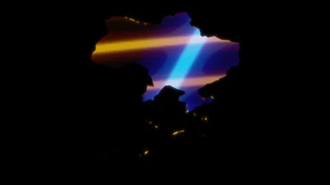 3D animation rendering, map of ukraine, fall of the russian empire model on a Stock Footage 258553741
