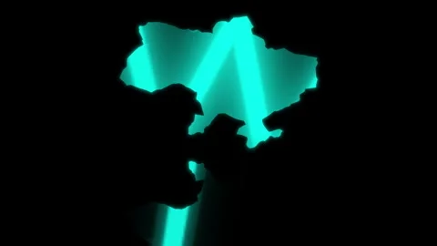 3D animation rendering, map of ukraine, fall of the russian empire model on a Stock Footage 259512906