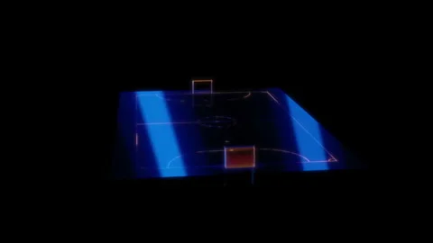 3D animation rendering, mini football field model on a black background Stock Footage 257825174