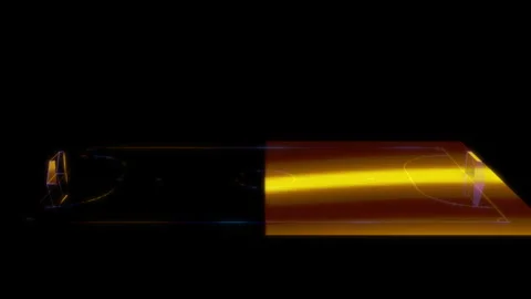3D animation rendering, mini football field model on a black background Stock Footage 258547540