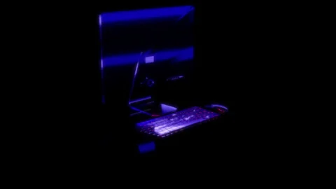 3D animation rendering, PC monoblock model on a black background Stock Footage 257255221