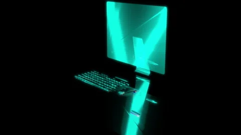 3D animation rendering, PC monoblock model on a black background Stock Footage 257591976