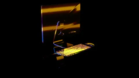 3D animation rendering, PC monoblock model on a black background Video stock 258551930
