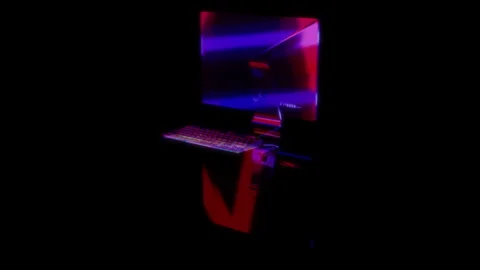 3D animation rendering, PC monoblock model on a black background Video stock 259048644
