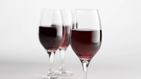 3D Animation Rendering of Red Wine Glasses Dolly-In 4K Stock Footage 95077543