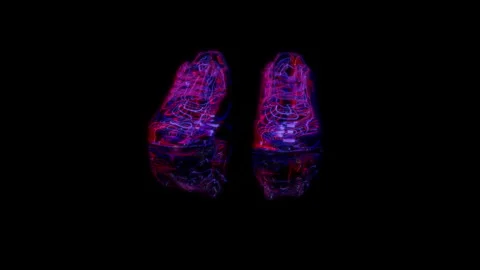 3D animation rendering, shoes model on a black background Stock Footage 255483194