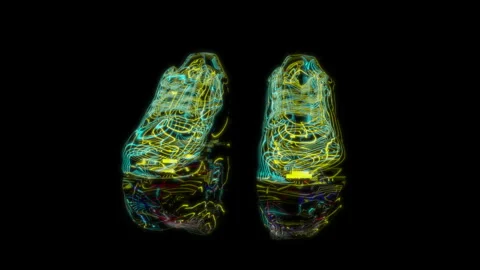 3D animation rendering, shoes model on a black background Stock Footage 255661383