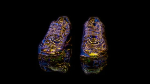 3D animation rendering, shoes model on a black background Stock Footage 255825899