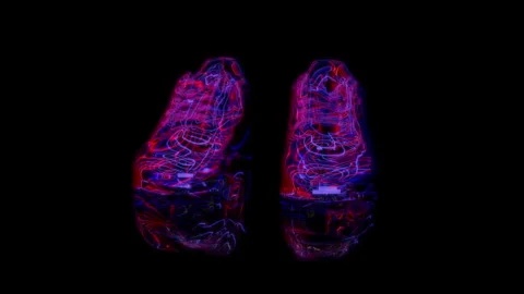 3D animation rendering, shoes model on a black background Stock Footage 255931492