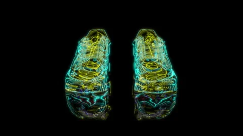 3D animation rendering, shoes model on a black background Stock Footage 256027674