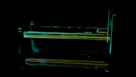 3D animation rendering, single bed model on a black background Stock Footage 257595717