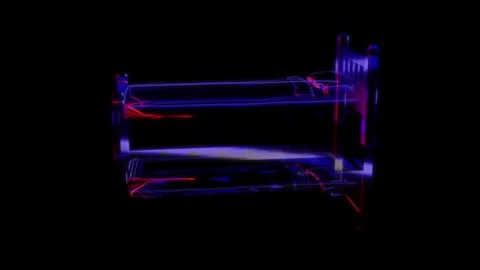 3D animation rendering, single bed model on a black background Video stock 259050650