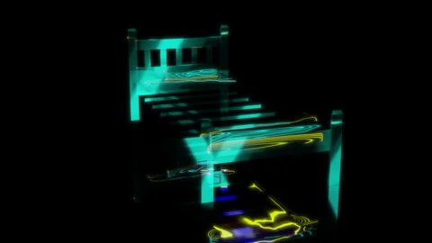 3D animation rendering, single bed model on a black background Stock Footage 259509036
