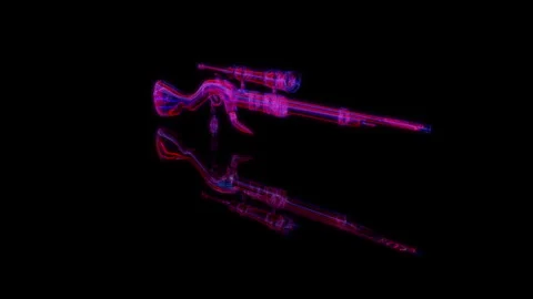 3D animation rendering, sniper rifle model on a black background Video stock 259043532