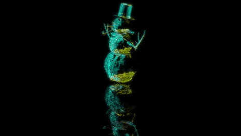 3D animation rendering, snowman model on a black background Stock Footage 257584255