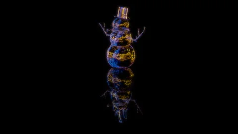 3D animation rendering, snowman model on a black background Stock Footage 257818677