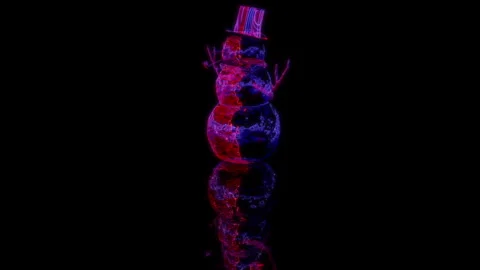 3D animation rendering, snowman model on a black background Stock Footage 258224733