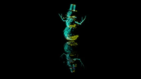 3D animation rendering, snowman model on a black background Stock Footage 258852107