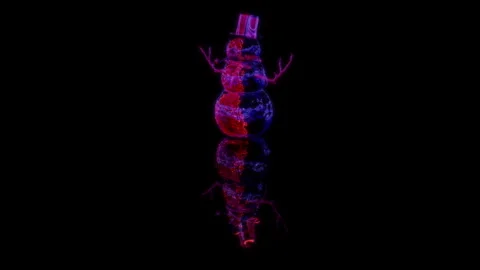3D animation rendering, snowman model on a black background Video stock 259043836