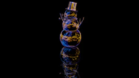 3D animation rendering, snowman model on a black background Stock Footage 259804155